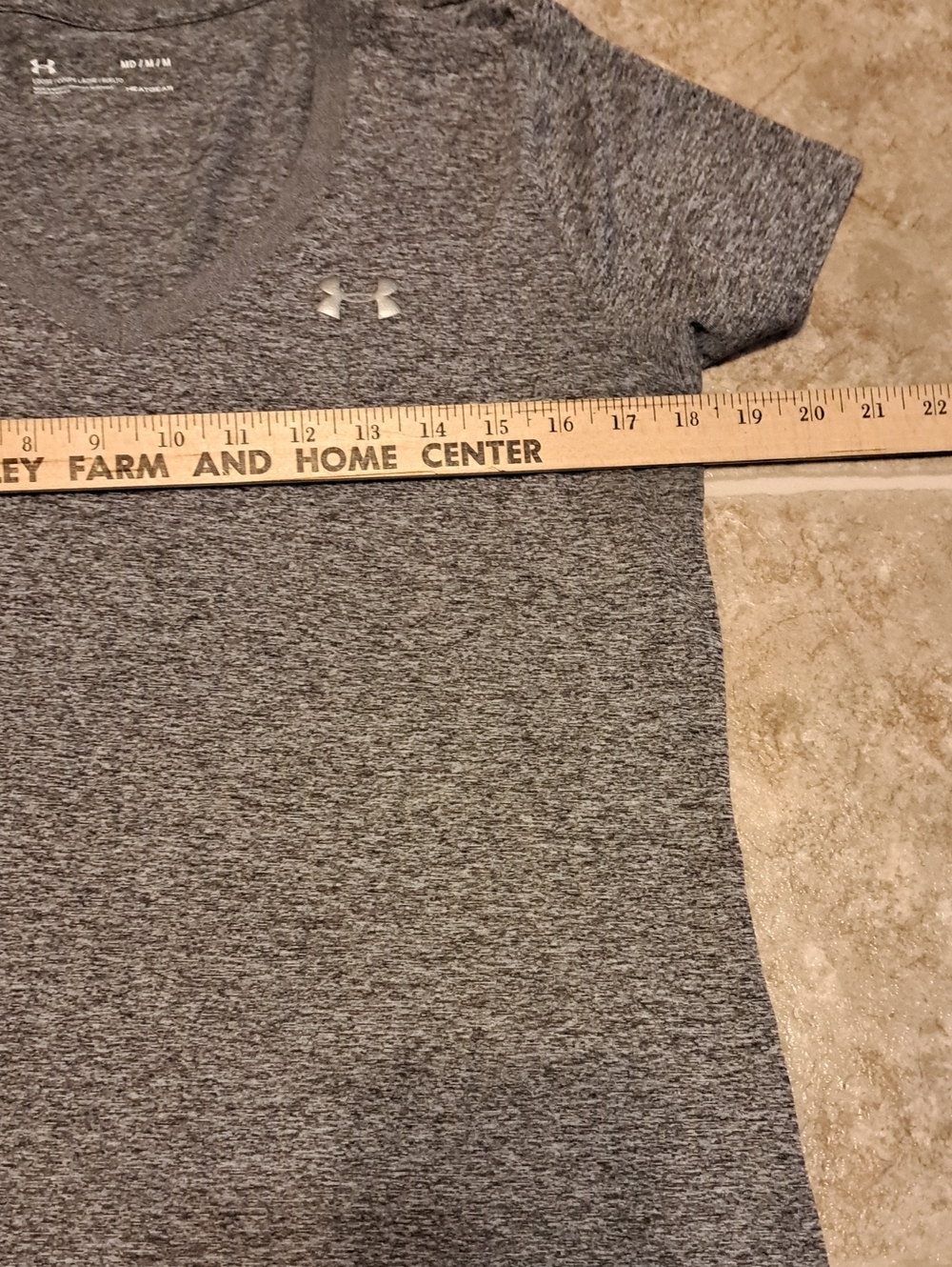 Lot Of 2 Under Armour Heat Gear- Blue Heather- Gray Heather Performance Tee - Picture 8 of 13
